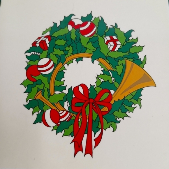 Set of 4 Vintage Christmas Coasters Fox Hunting French Horn in a Wooden Box - Picture 13 of 13